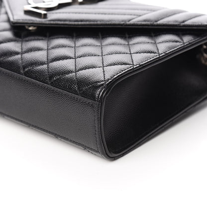 Saint Laurent Grain De Poudre Textured Mixed Matelasse Triquilt Medium Monogram Satchel Black 8 of 9