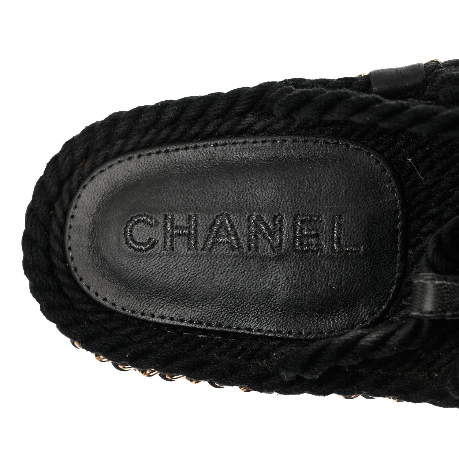 Chanel Lambskin Cord Chain CC Sandals 36 Black 6 of 12