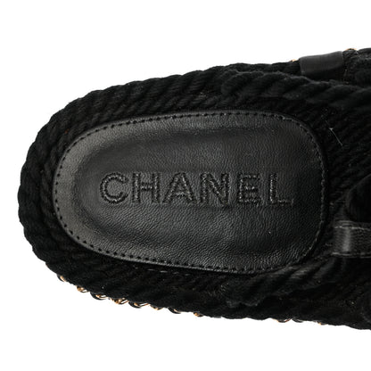 Chanel Lambskin Cord Chain CC Sandals 36 Black 6 of 12