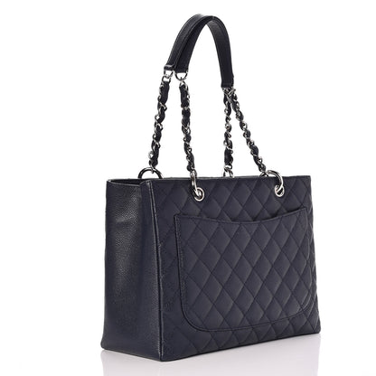 Chanel Caviar Quilted Grand Shopping Tote GST Dark Navy Blue 3 of 13