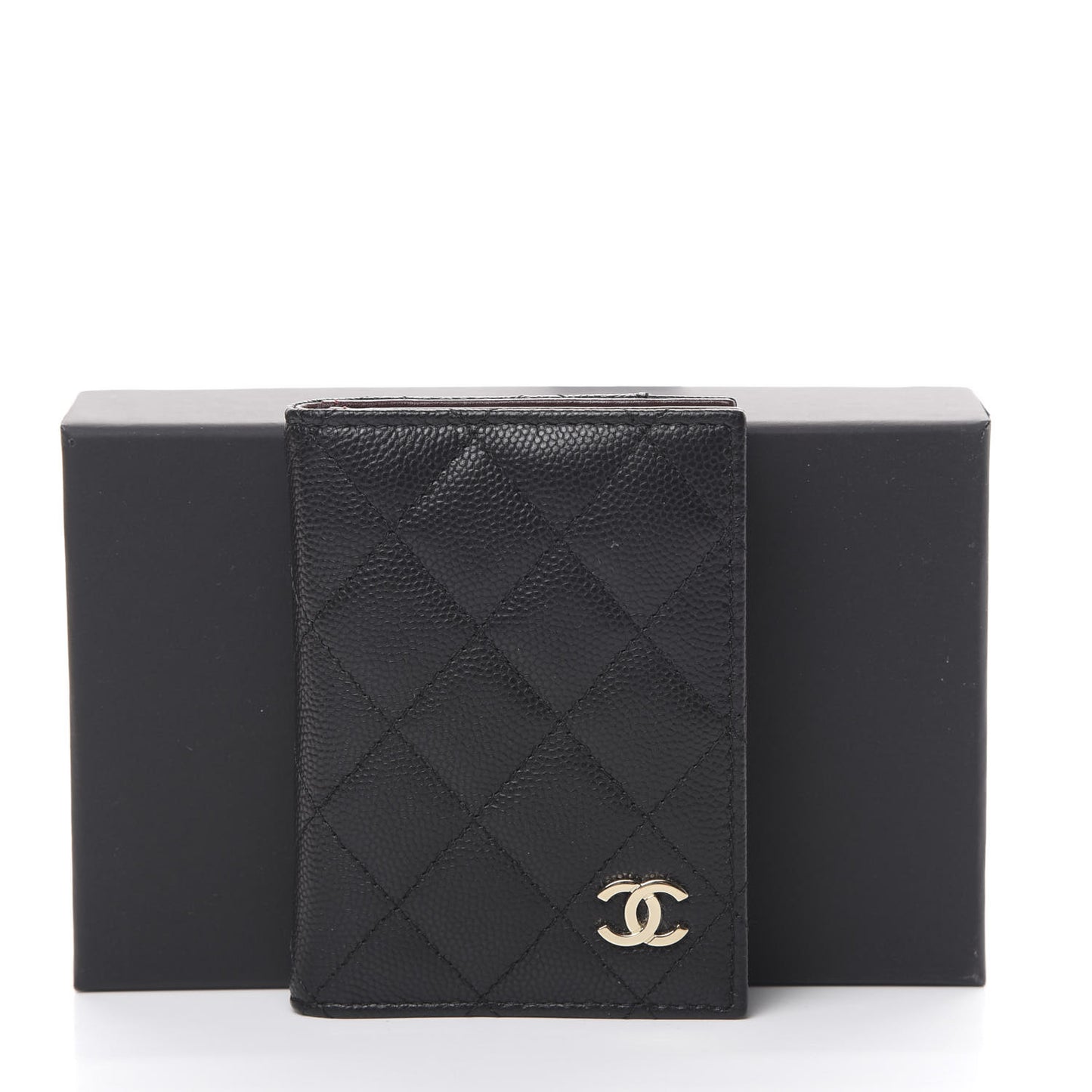 Caviar Quilted Card Holder Wallet Black