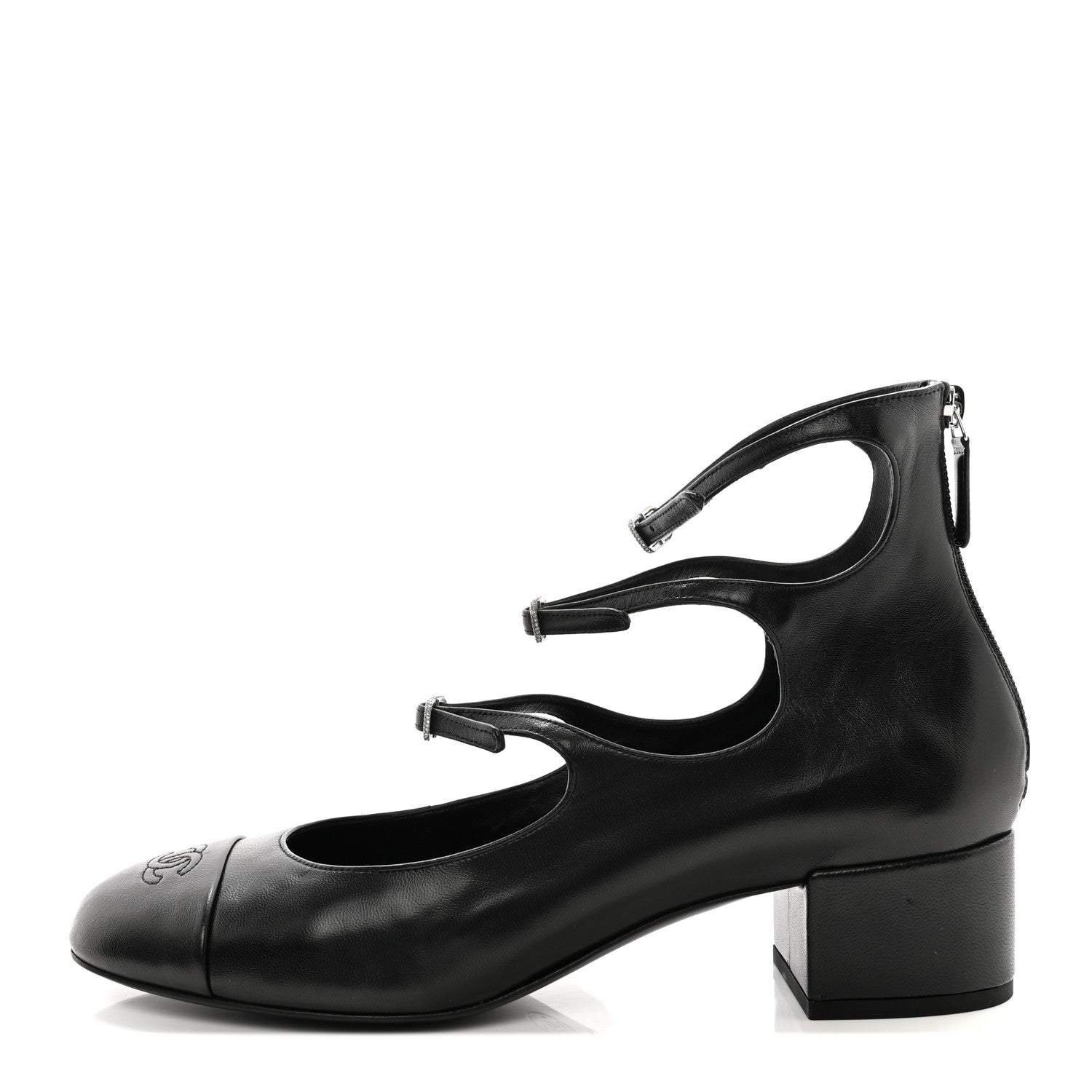 Chanel Lambskin Cap Toe CC Mary Jane Short Boots 41 Black 1 of 9