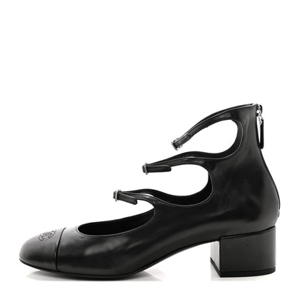 Chanel Lambskin Cap Toe CC Mary Jane Short Boots 41 Black 1 of 9