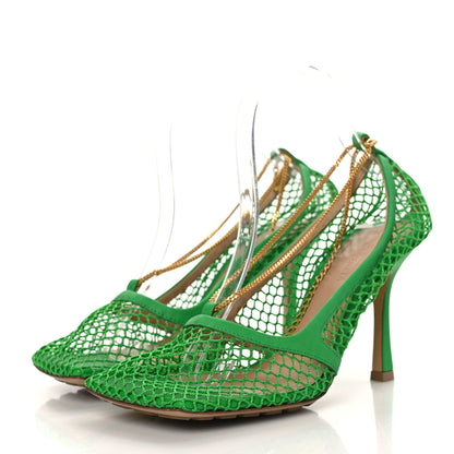 Bottega Veneta Mesh Calfskin Chain Sandals 39 Grass 3 of 7