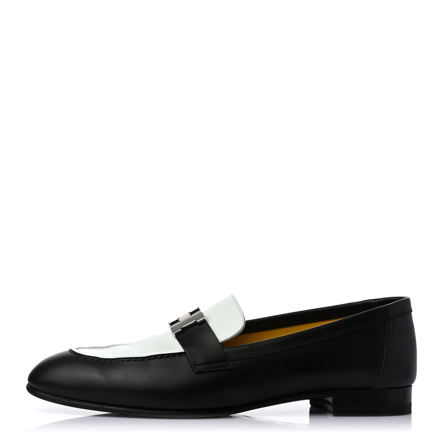Calfskin Womens Paris Loafers 38 Black White
