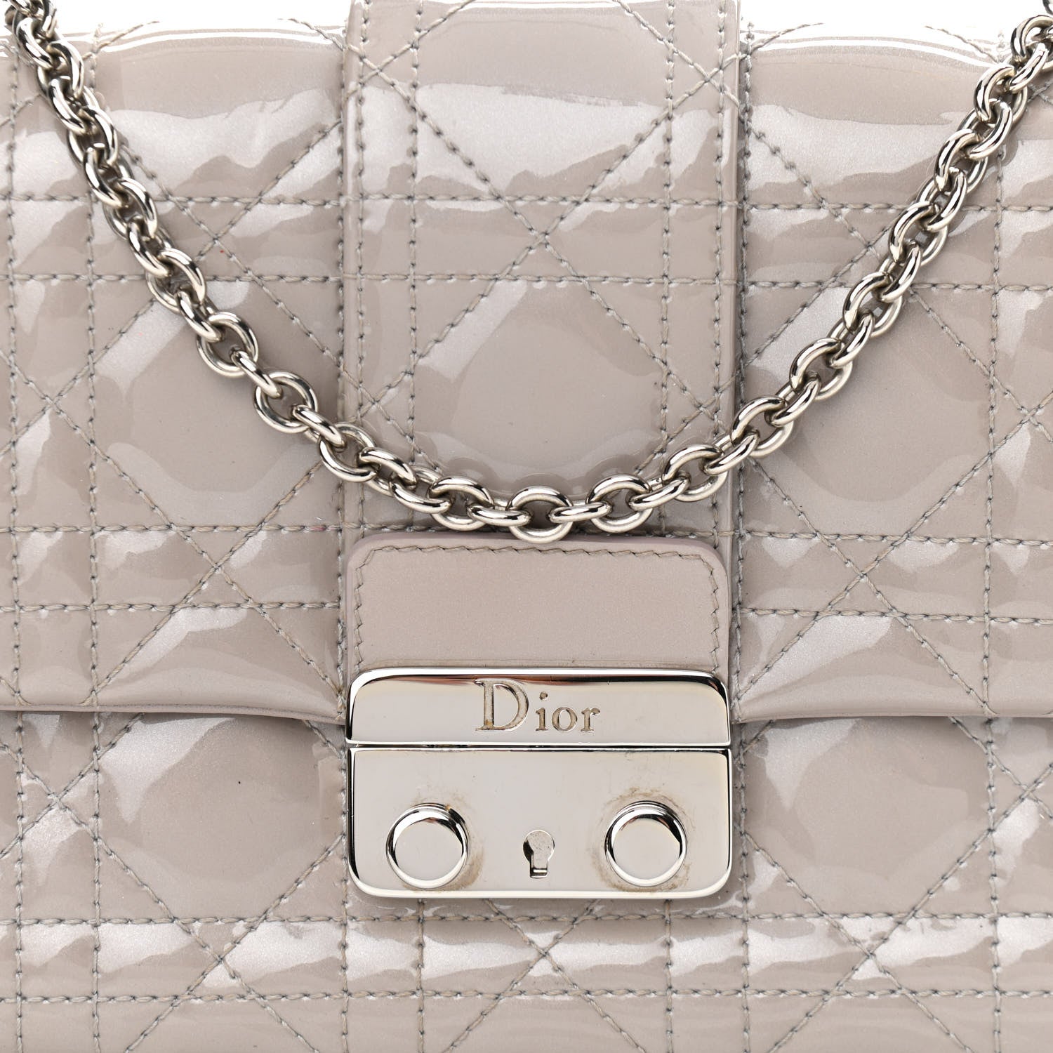 Christian Dior Patent Cannage New Lock Pouch Grey 8 of 11