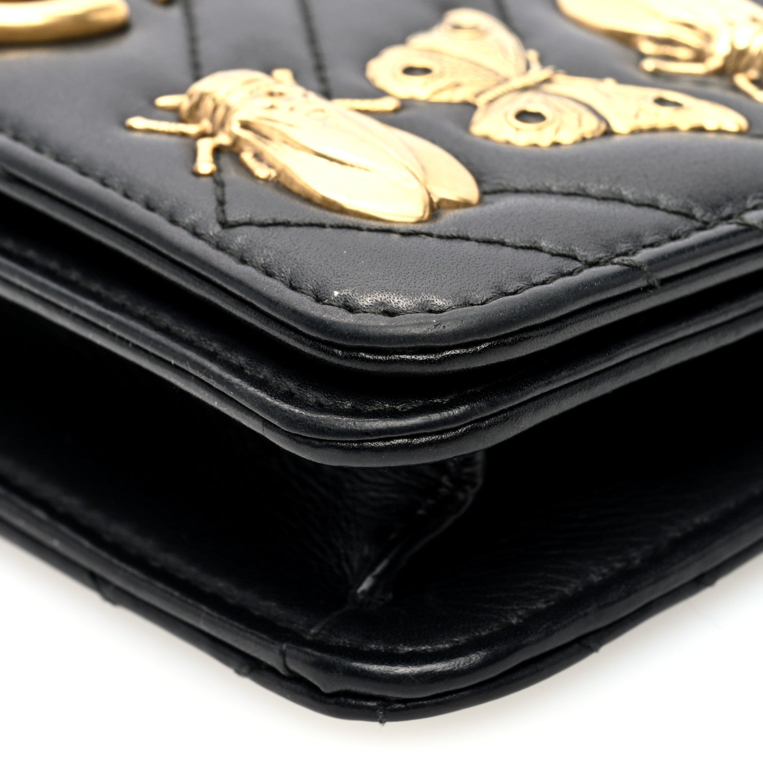 Gucci Calfskin Matelasse Mini Animal Studs GG Marmont Bag Black 9 of 9