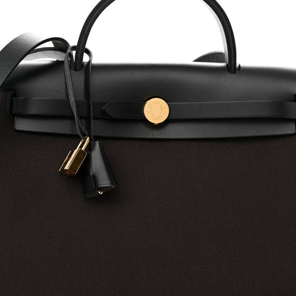 Hermes Military Toile Vache Hunter Herbag Zip Retourne 31 PM Ebene Black 8 of 11