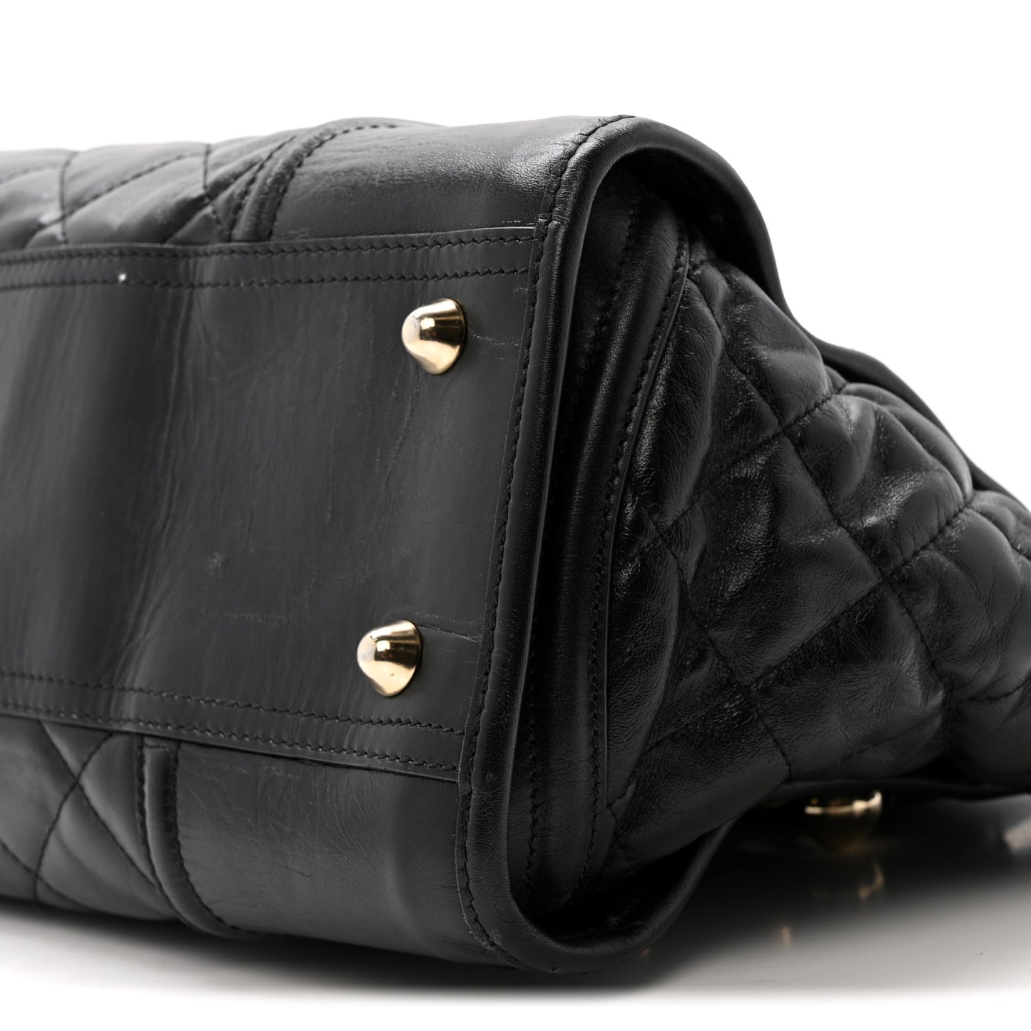 Calfskin Quilted Large Manor Tote Black