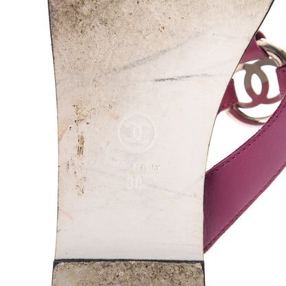 Chanel Lambskin CC Logo Thong Sandals 38 Purple 8 of 9