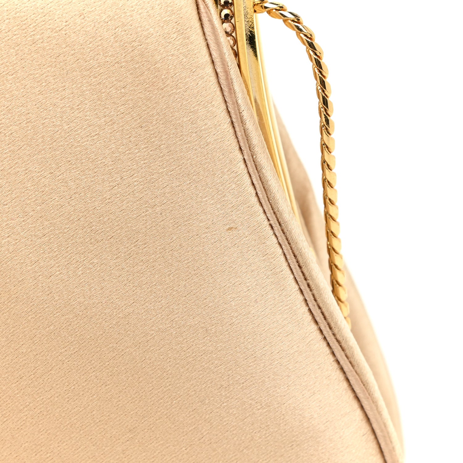 Judith Leiber Crystal Trim Satin Evening Bag Clutch Beige 12 of 14