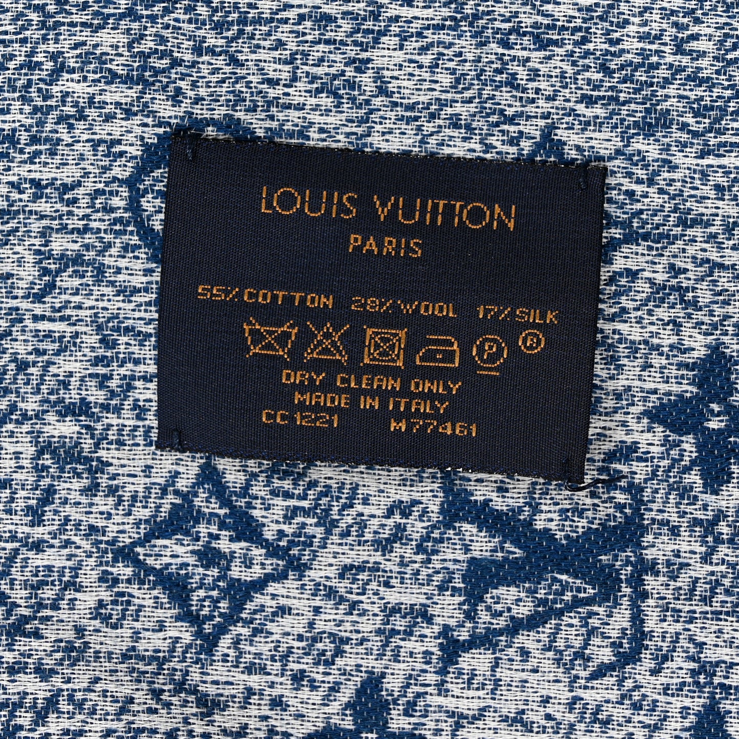 Cotton Wool Silk Monogram Gradient Denim Shawl