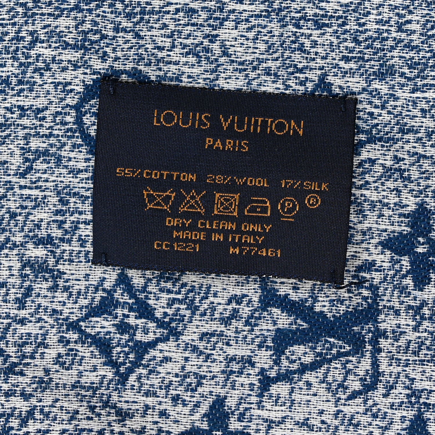 Louis Vuitton Cotton Wool Silk Monogram Gradient Denim Shawl 3 of 4