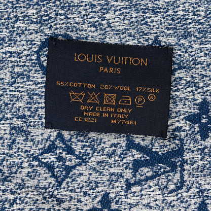 Louis Vuitton Cotton Wool Silk Monogram Gradient Denim Shawl 3 of 4