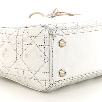 Christian Dior Metallic Grained Calfskin Cannage Small Lady Dior Silver 9 of 17