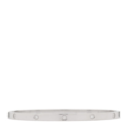Cartier 18K White Gold 10 Diamond Small LOVE Bracelet 17 3 of 10
