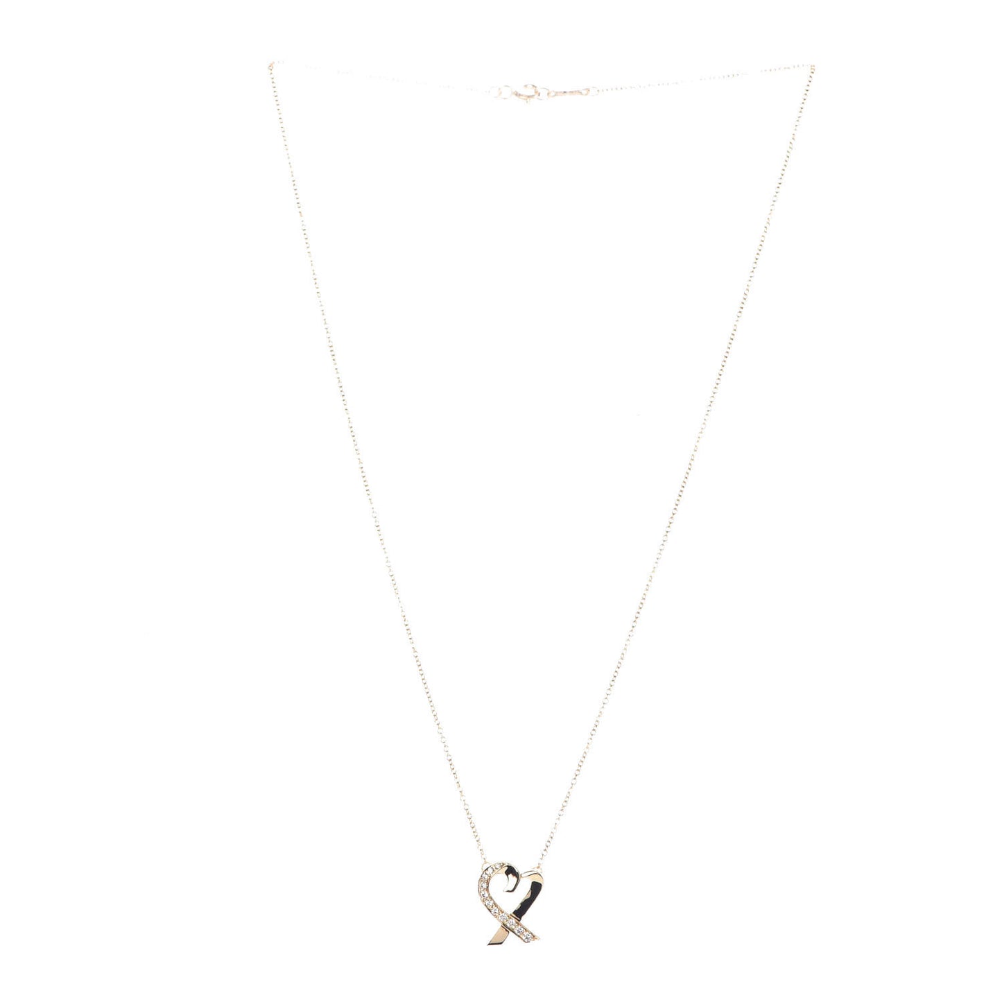18K Yellow Gold Diamond Small Paloma Picasso Loving Heart Pendant Necklace