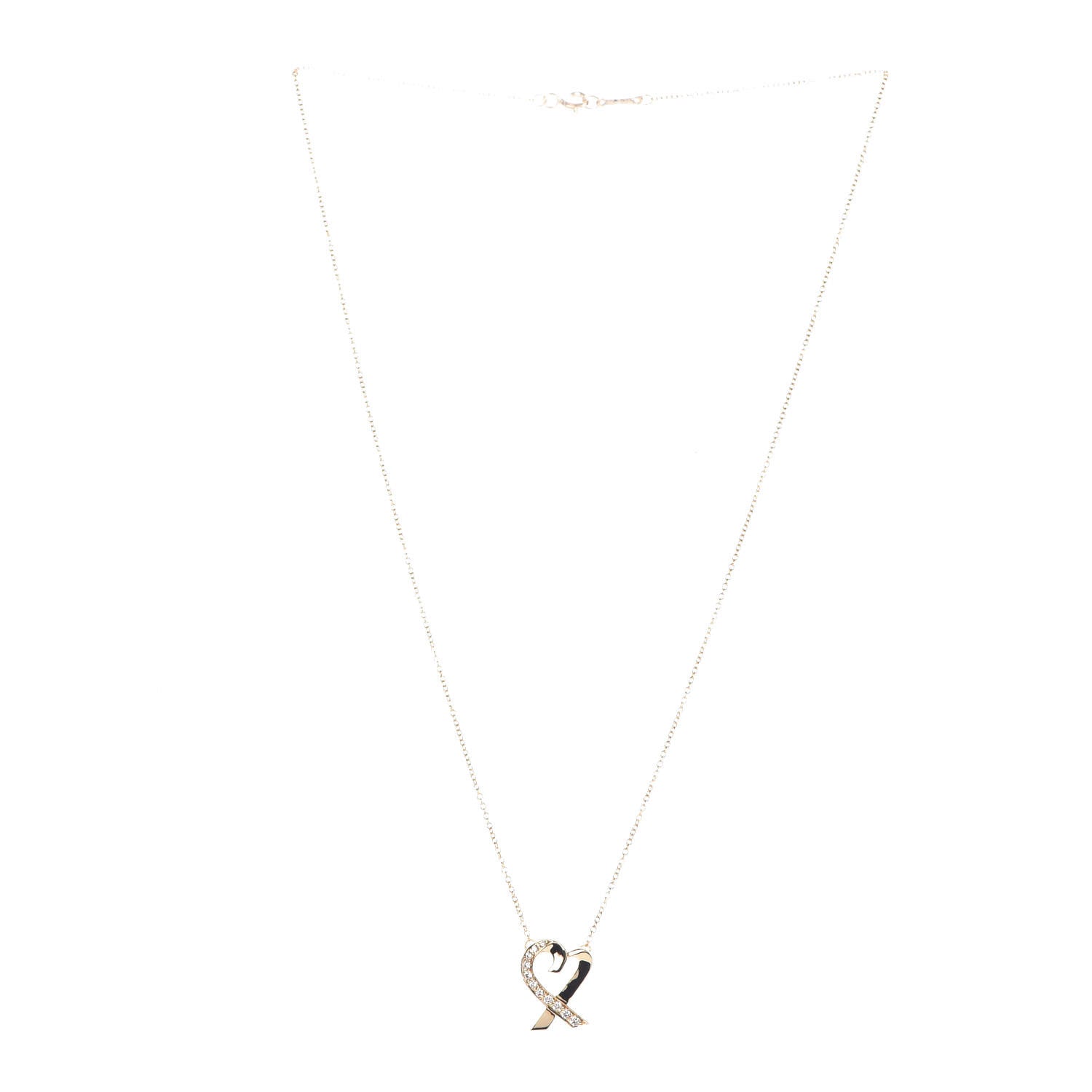 Tiffany 18K Yellow Gold Diamond Small Paloma Picasso Loving Heart Pendant Necklace 3 of 6