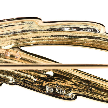 Mikimoto 18K Yellow Gold Diamond Akoya Pearl Brooch 4 of 4