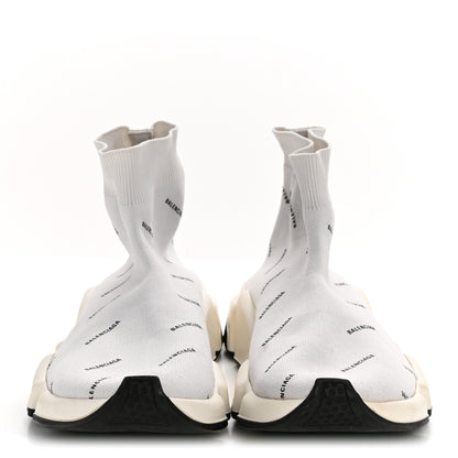 Balenciaga Technical 3D Recycled Knit Allover Logo Womens Speed 2.0 Sneakers 38 White 3 of 8