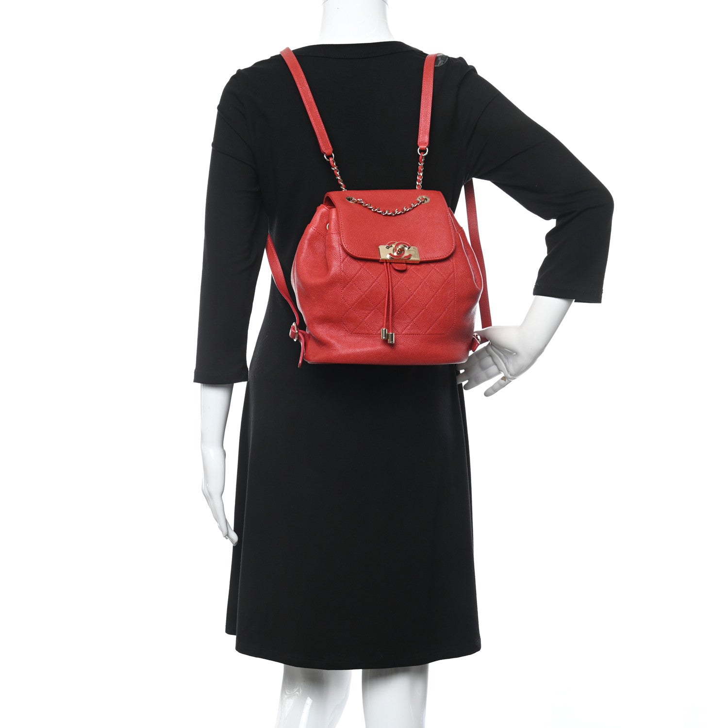 Chanel Caviar Quilted Backpack Red 2 of 11