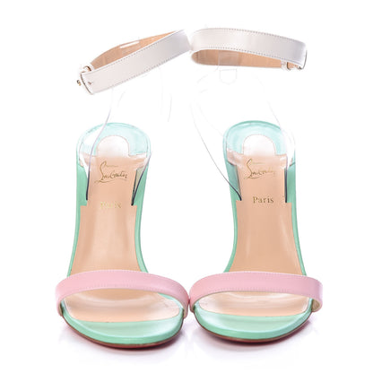 Christian Louboutin Shiny Nappa PVC Jonatina 100 Sandals 39.5 Opal 2 of 9