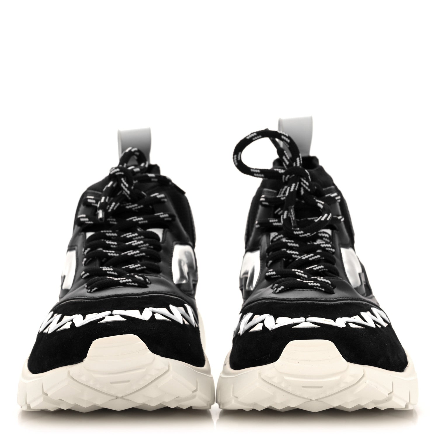 Valentino Garavani Fabric Suede Calfskin Mens Sneakers 41.5 Black White 2 of 9