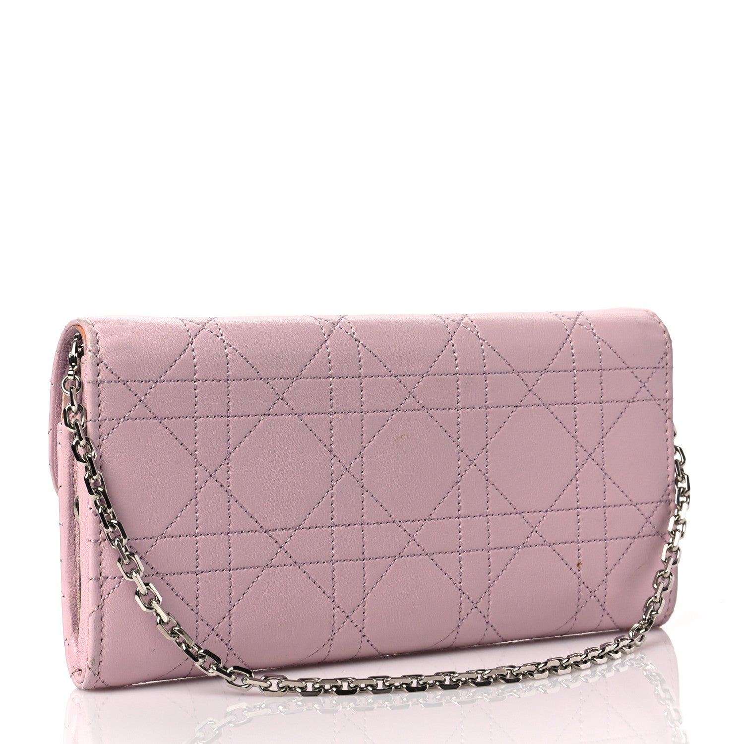 Christian Dior Calfskin Cannage Stitched Diorling Rendezvous Chain Wallet Pink 2 of 7