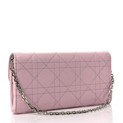 Christian Dior Calfskin Cannage Stitched Diorling Rendezvous Chain Wallet Pink 2 of 7