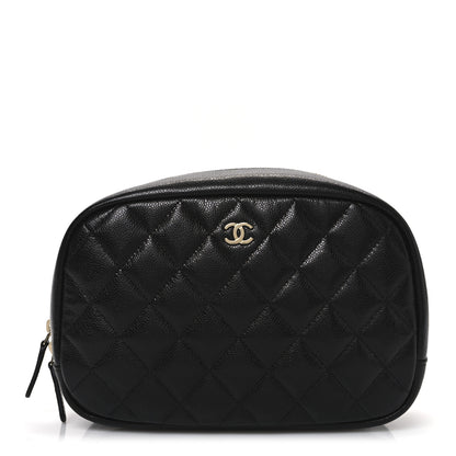 Chanel Caviar Quilted Medium Curvy Pouch Cosmetic Case Black 1 of 11