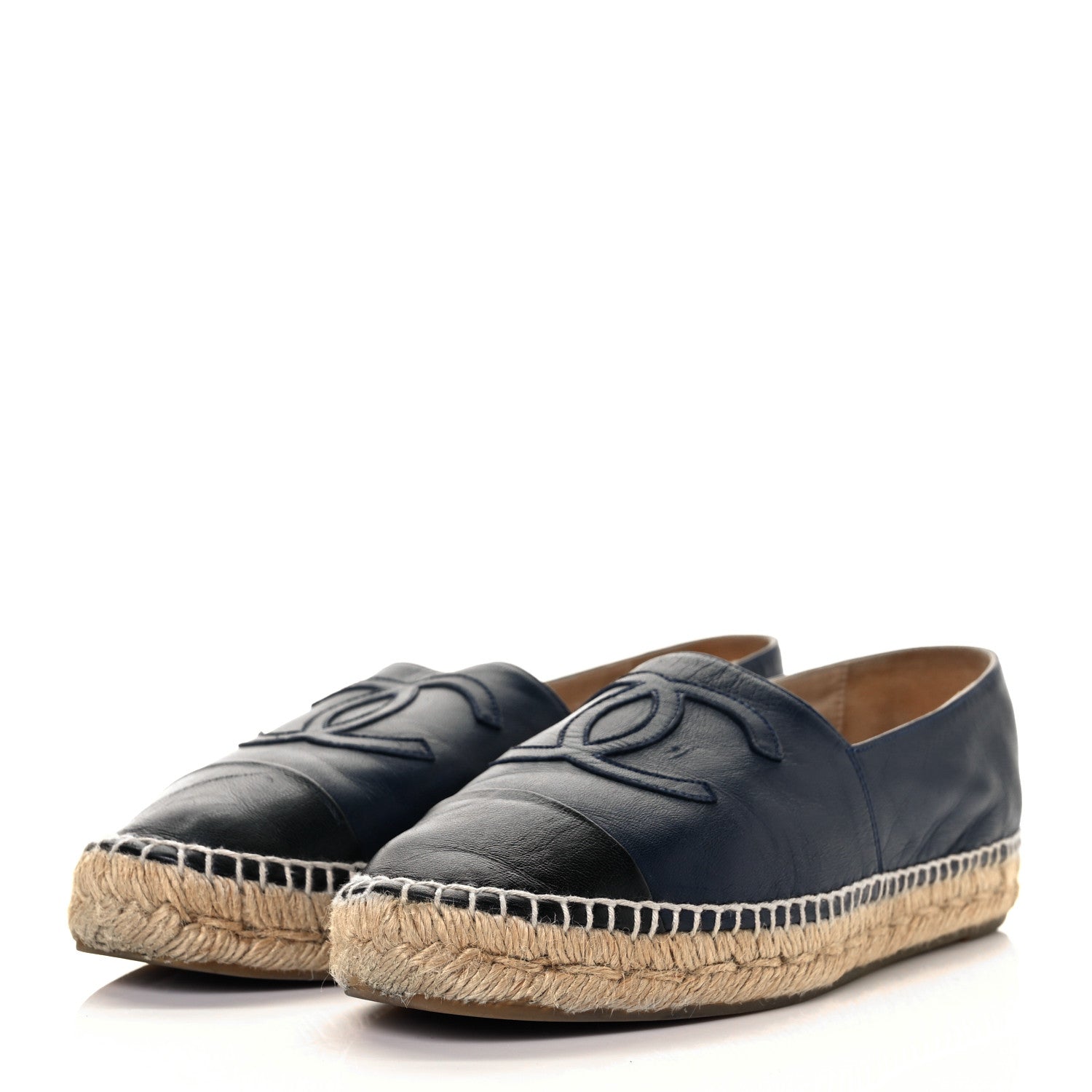 Chanel Lambskin CC Espadrilles 38 Navy Black 9 of 27