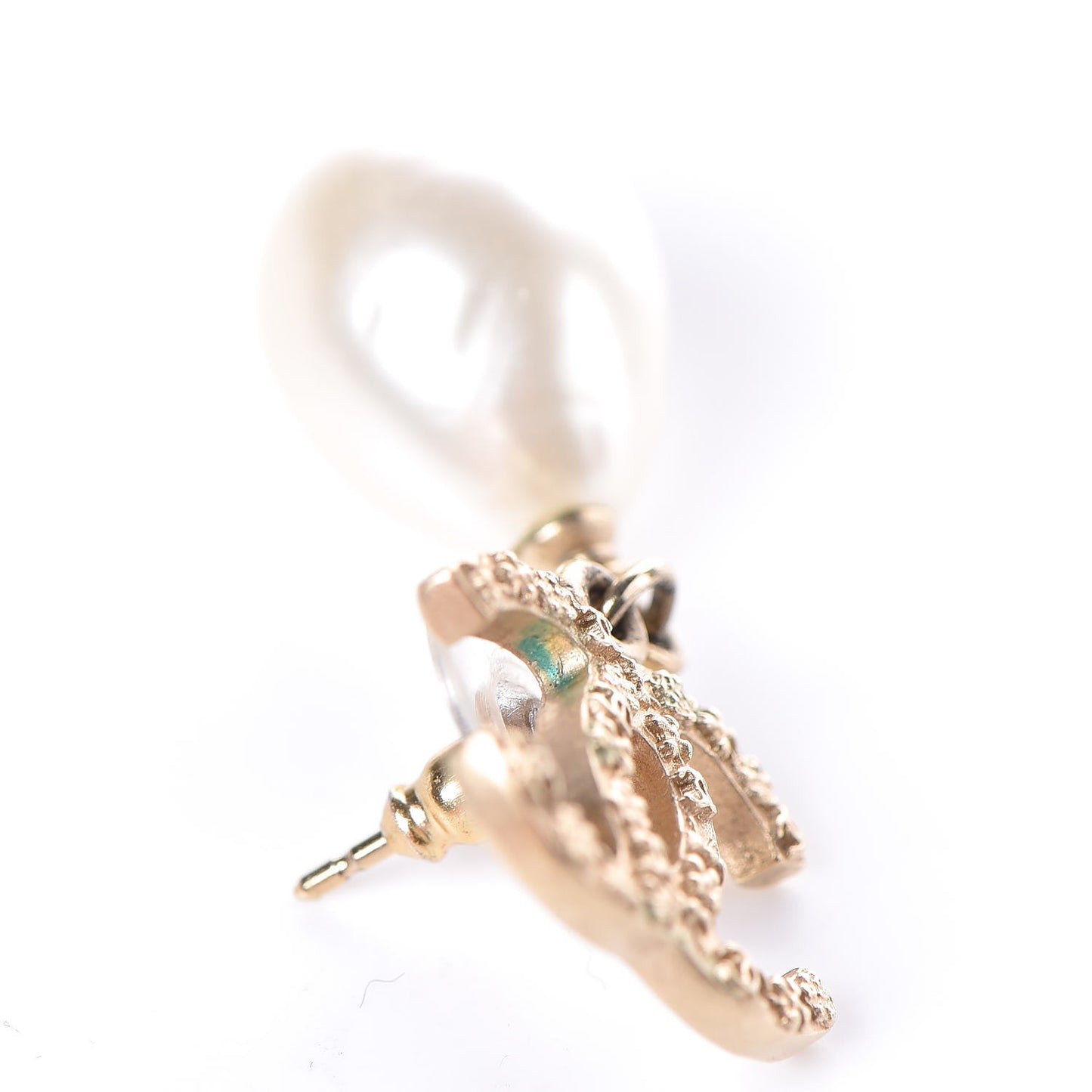 Pearl CC Drop Earrings Gold