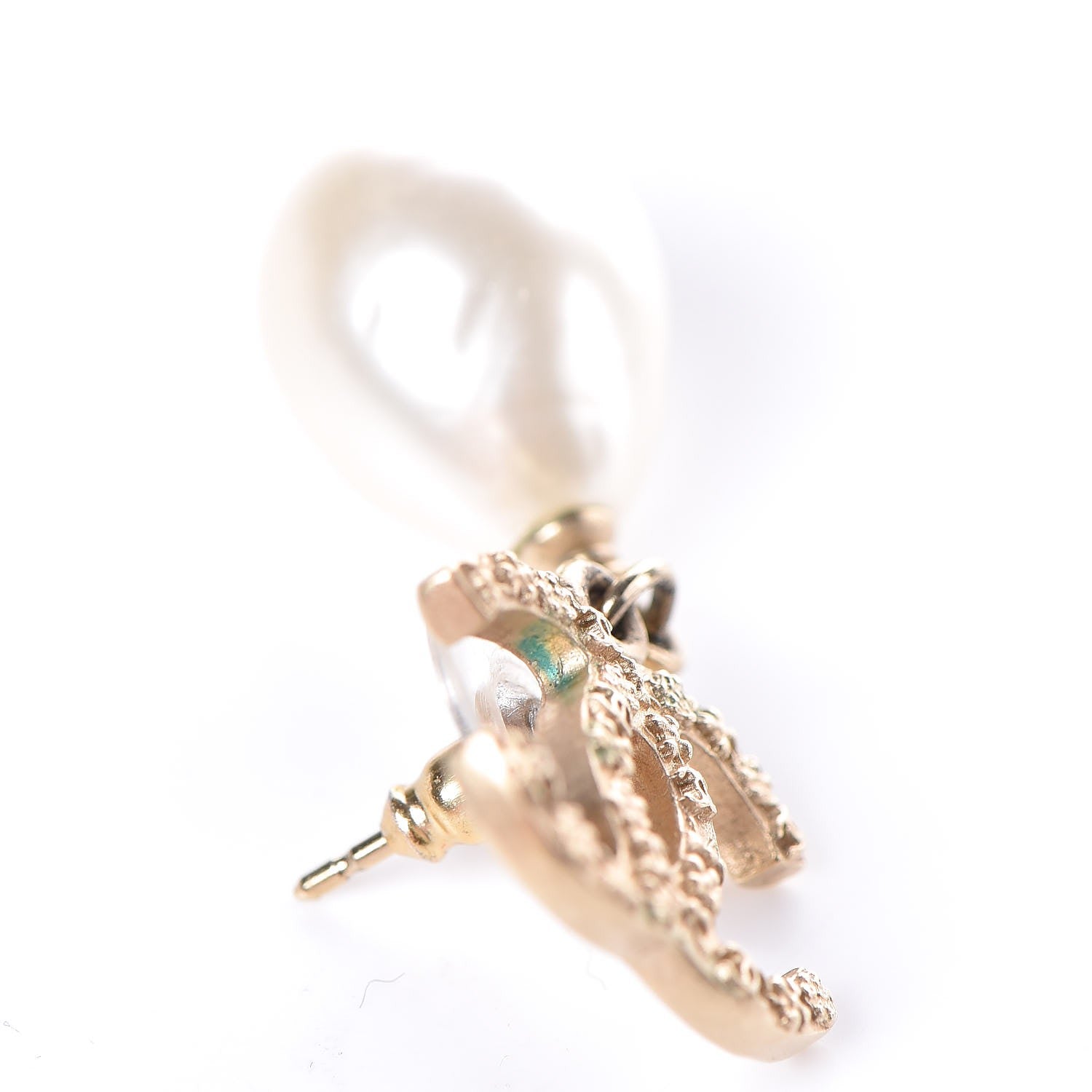 Chanel Pearl CC Drop Earrings Gold 4 of 4