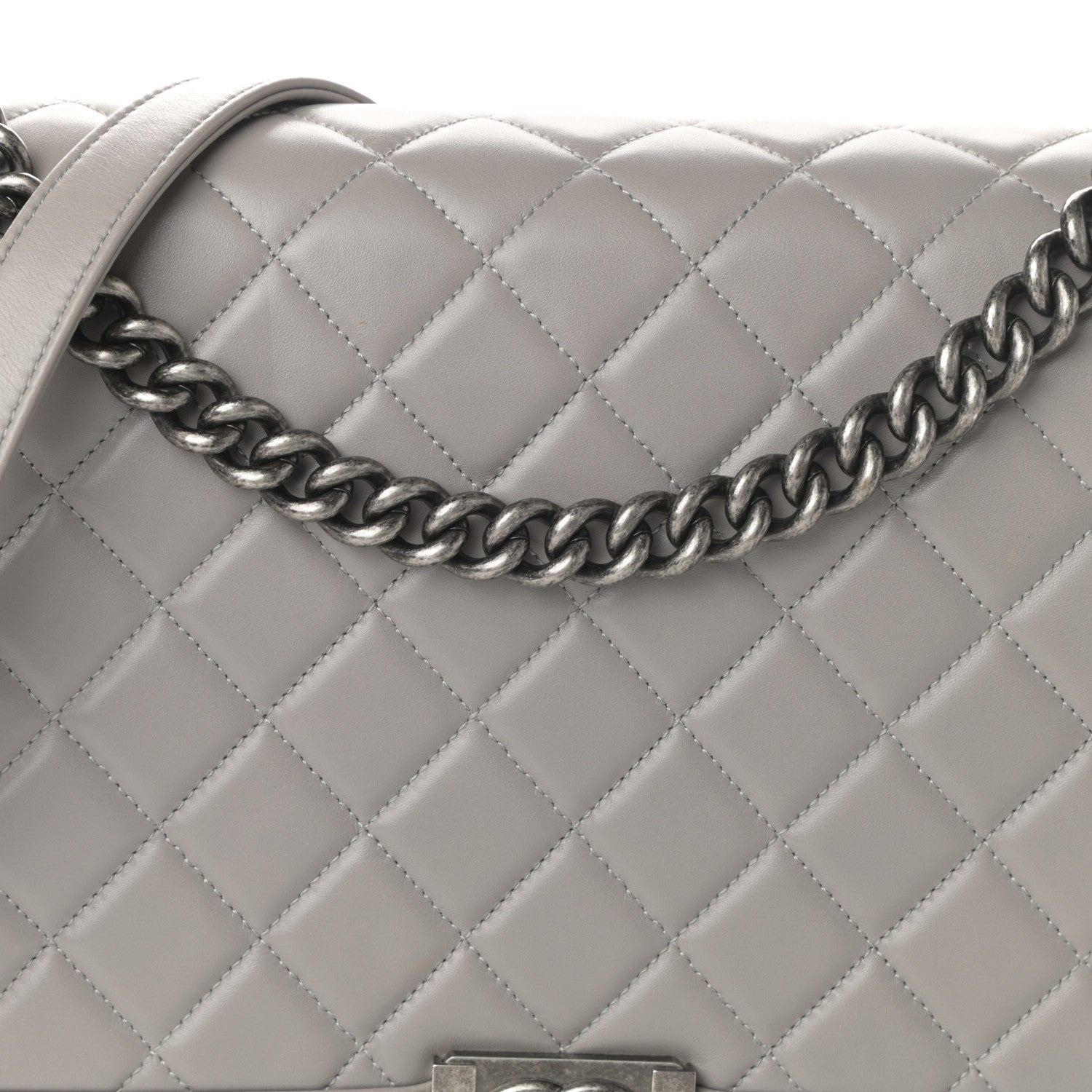 Chanel Lambskin Quilted Large Boy Flap Grey 8 of 10