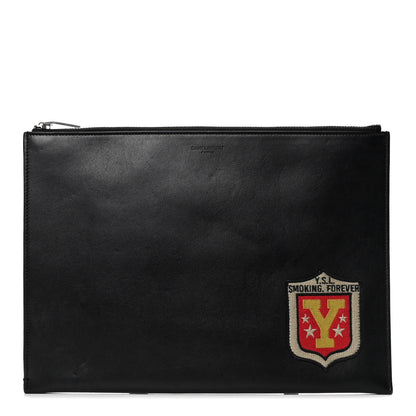 Saint Laurent Calfskin Medium Zip Clutch Black 1 of 4
