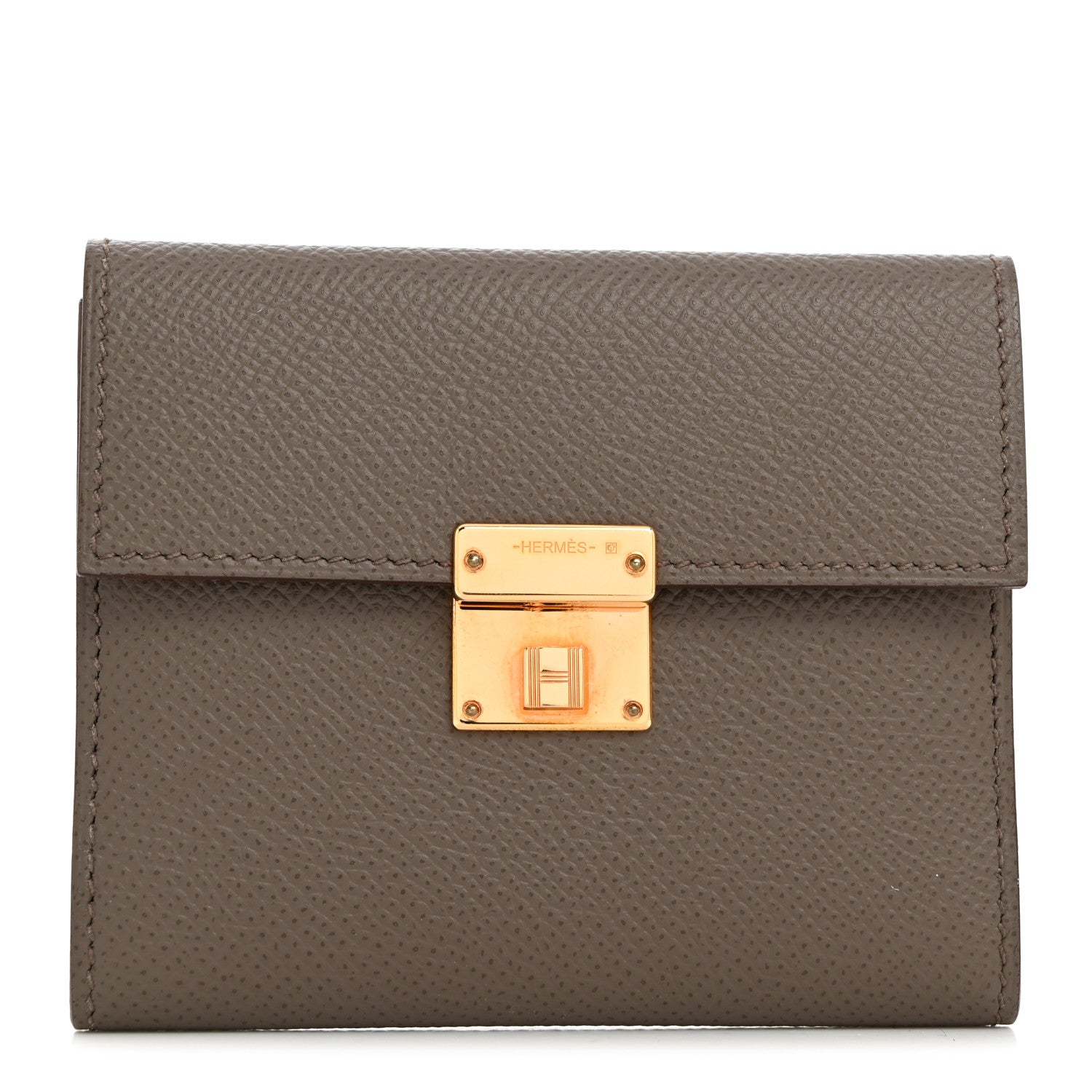 Hermes Epsom Clic Mini Card Holder Etain 1 of 7