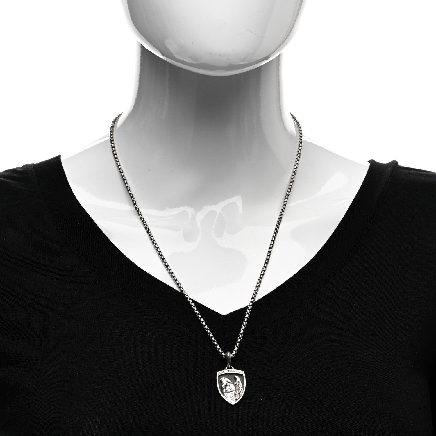 David Yurman Sterling Silver St. Michael Amulet Pendant Necklace 2 of 4