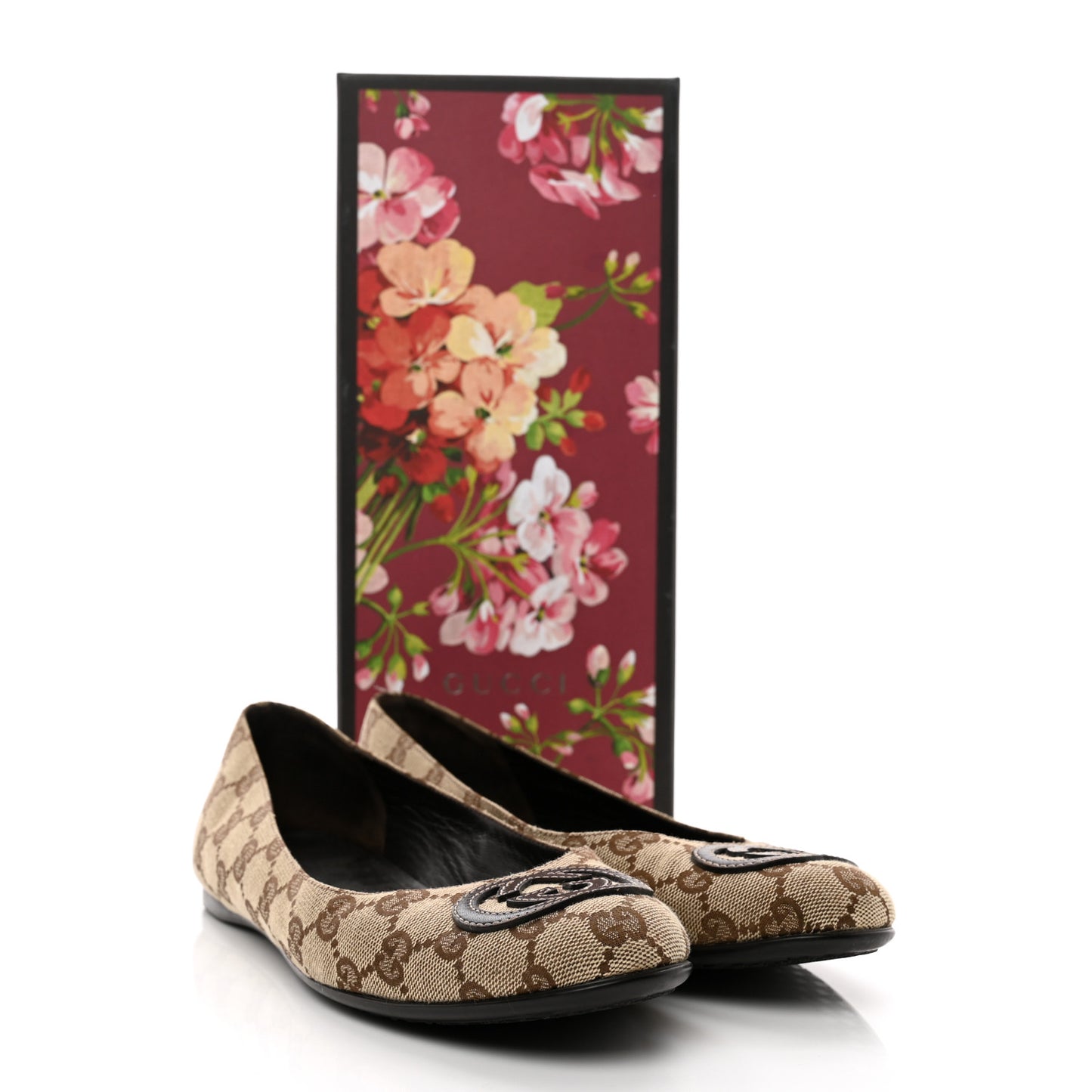 GG Monogram Ballet Flat 38.5 Beige Ebony