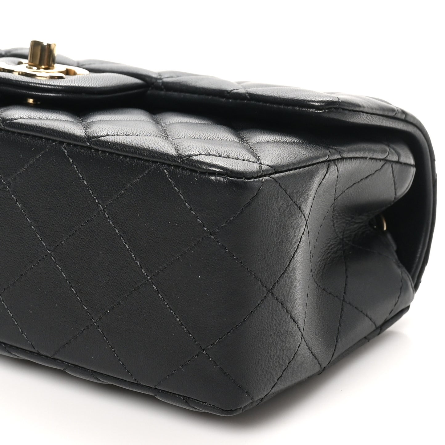 Lambskin Quilted Mini Rectangular Flap Black