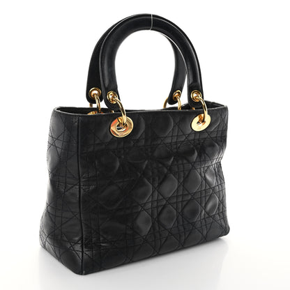 Christian Dior Lambskin Cannage Medium Lady Dior Black 3 of 9