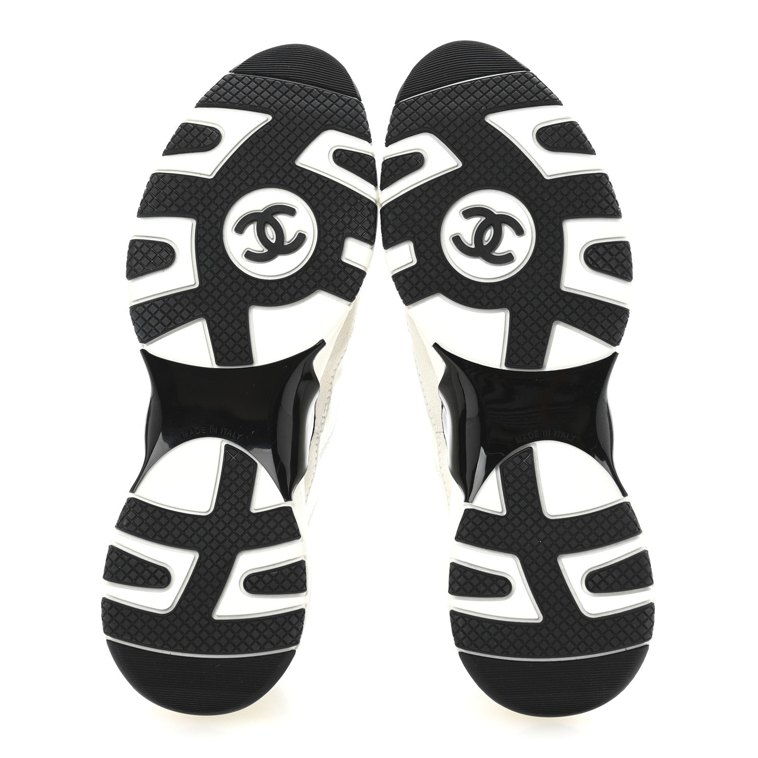 Chanel Suede Calfskin Womens CC Sneakers 37 White Black 6 of 9