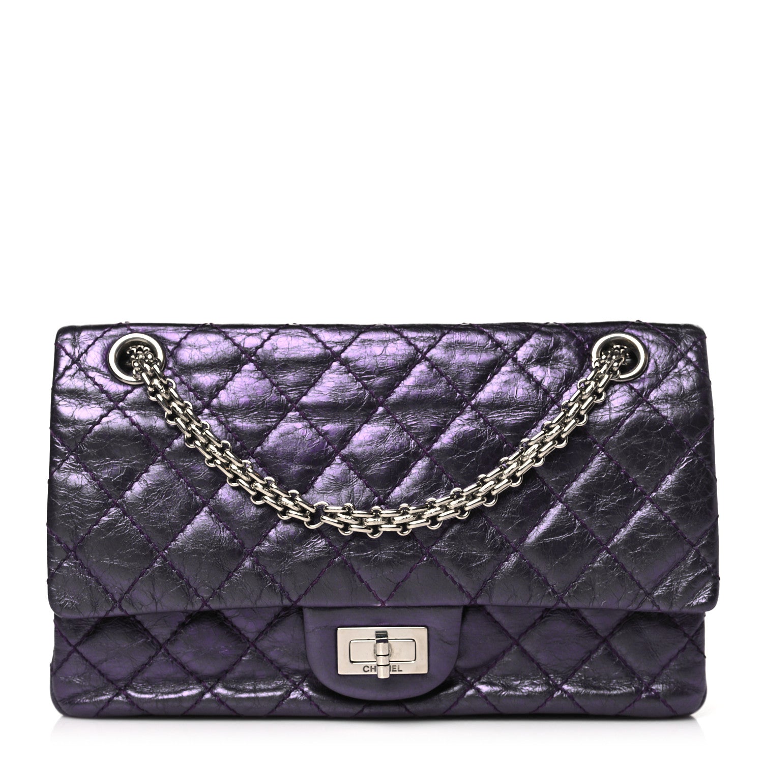 Chanel Metallic Aged Calfskin Quilted 2.55 Reissue 225 Flap Purple 1 of 10