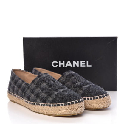 Chanel Flannel CC Espadrilles 38 Dark Grey Black 13 of 13