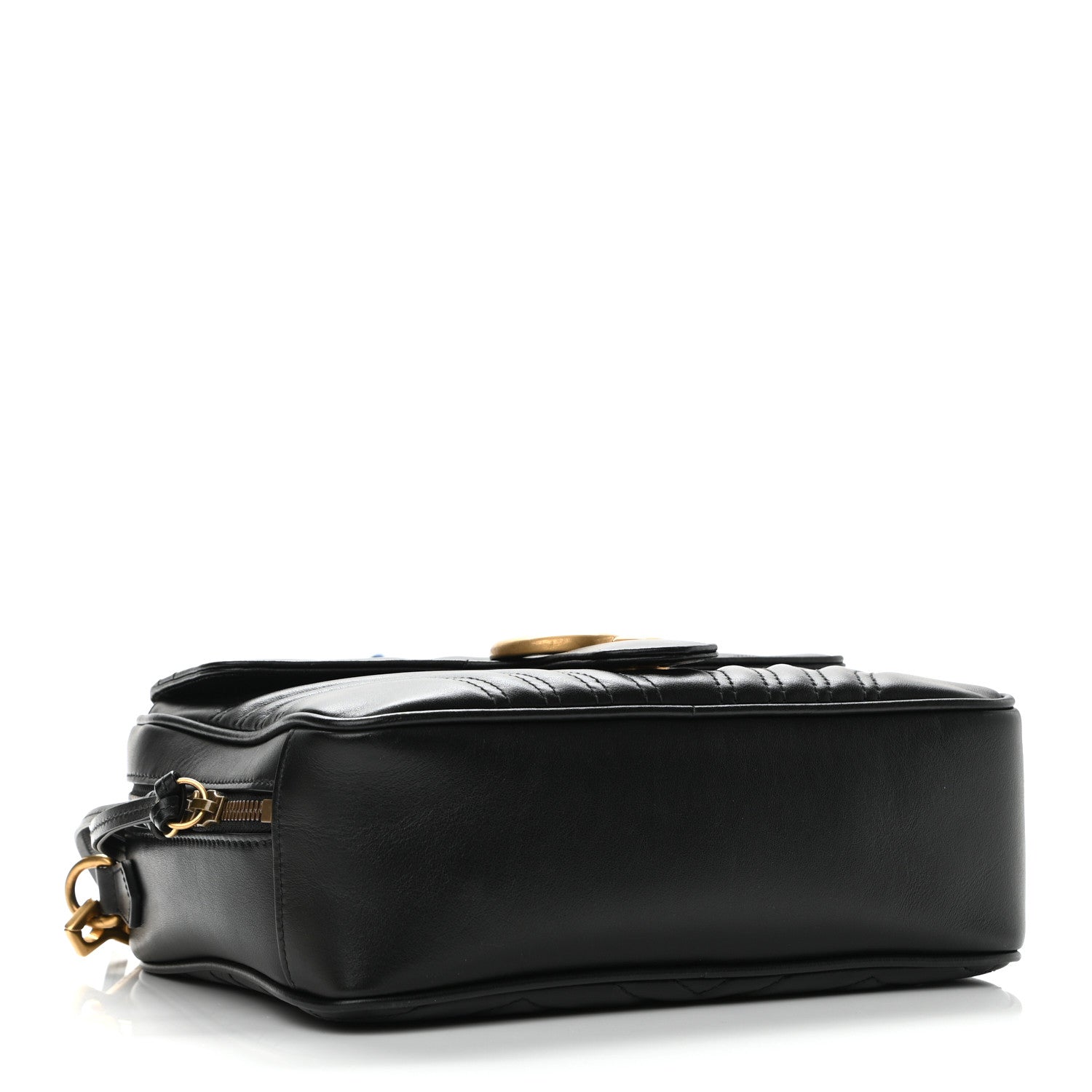 Gucci Calfskin Matelasse Sylvie Web Small GG Marmont Top Handle Shoulder Bag Black 4 of 10