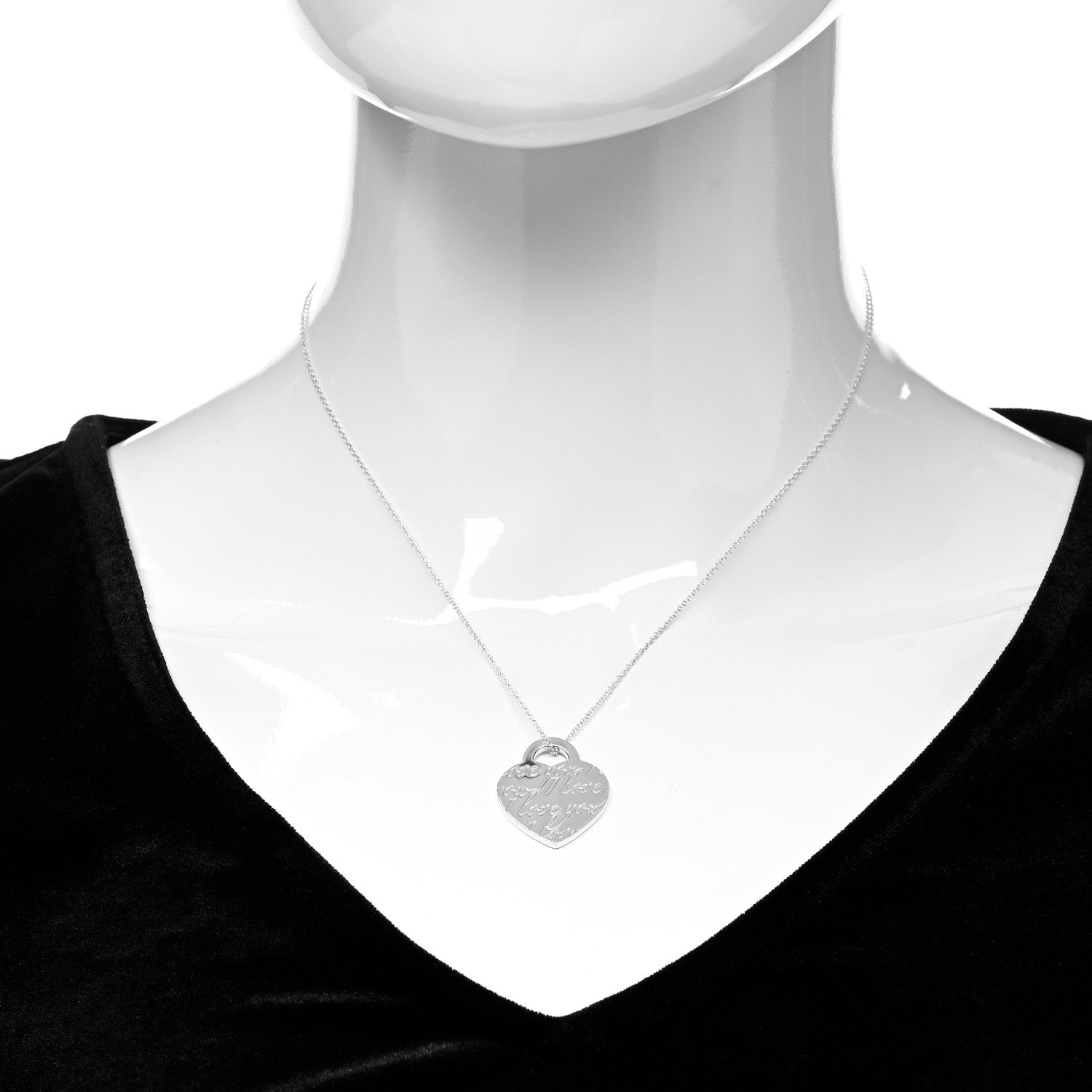Tiffany Sterling Silver Notes I Love You Heart Pendant Necklace 2 of 5