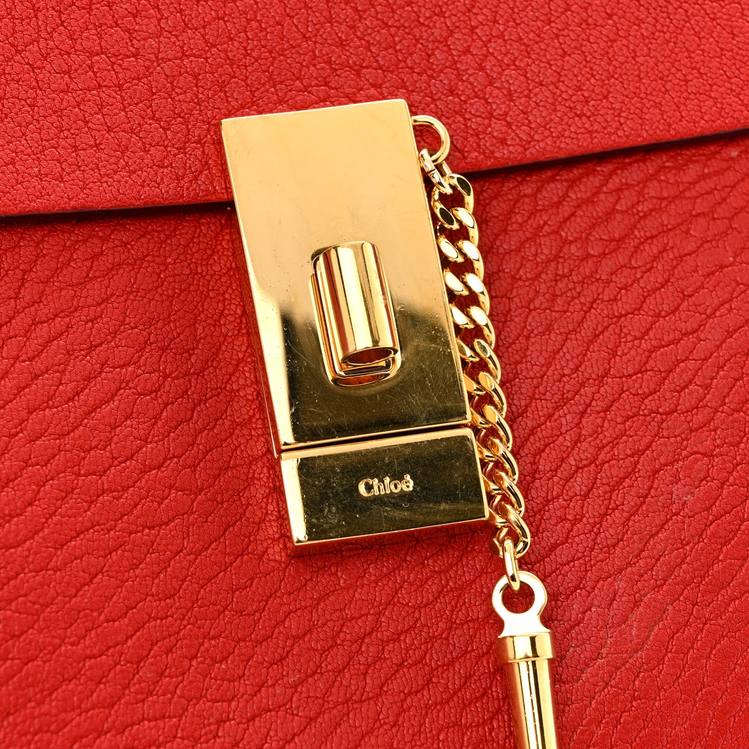Chloe Grained Lambskin Mini Drew Shoulder Bag Plaid Red 11 of 11