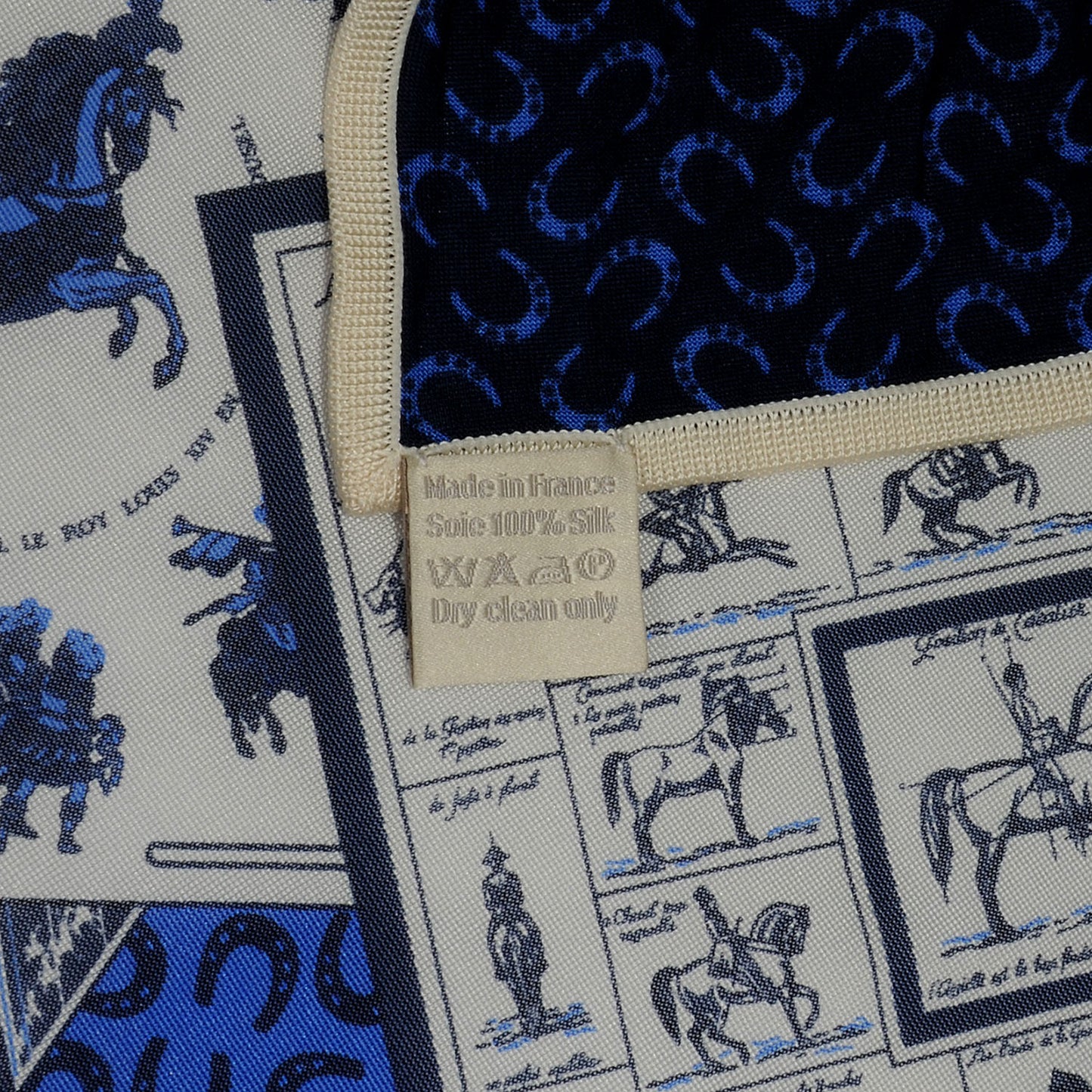 Silk Jersey A Cheval Sur Mon Carre Scarf 90 Bleu