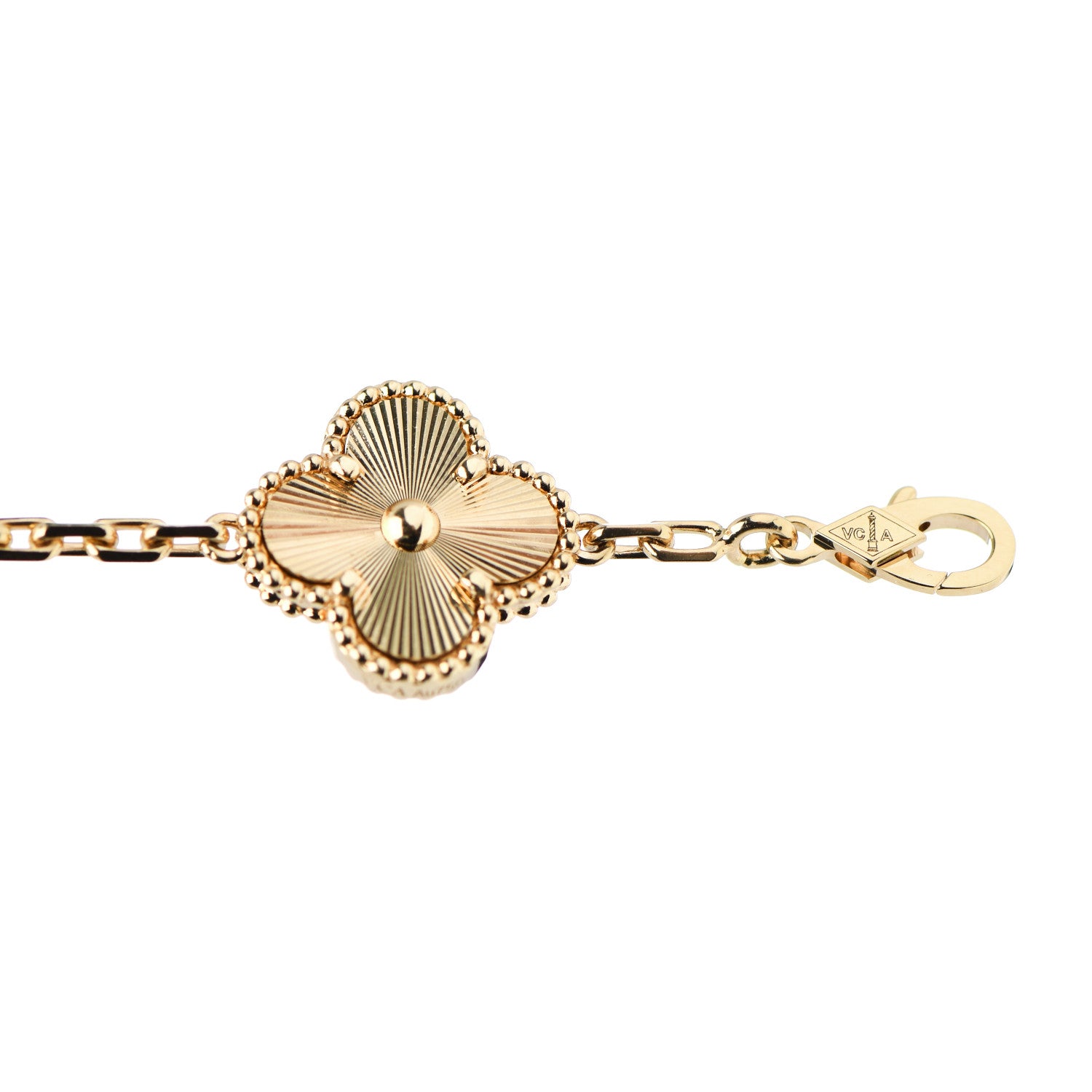 Van Cleef & Arpels 18K Yellow Gold 5 Motifs Guilloche Vintage Alhambra Bracelet 4 of 5