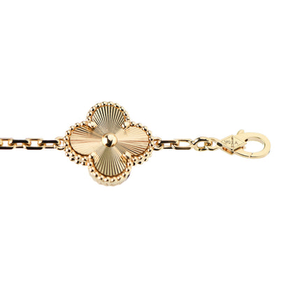 Van Cleef & Arpels 18K Yellow Gold 5 Motifs Guilloche Vintage Alhambra Bracelet 4 of 5