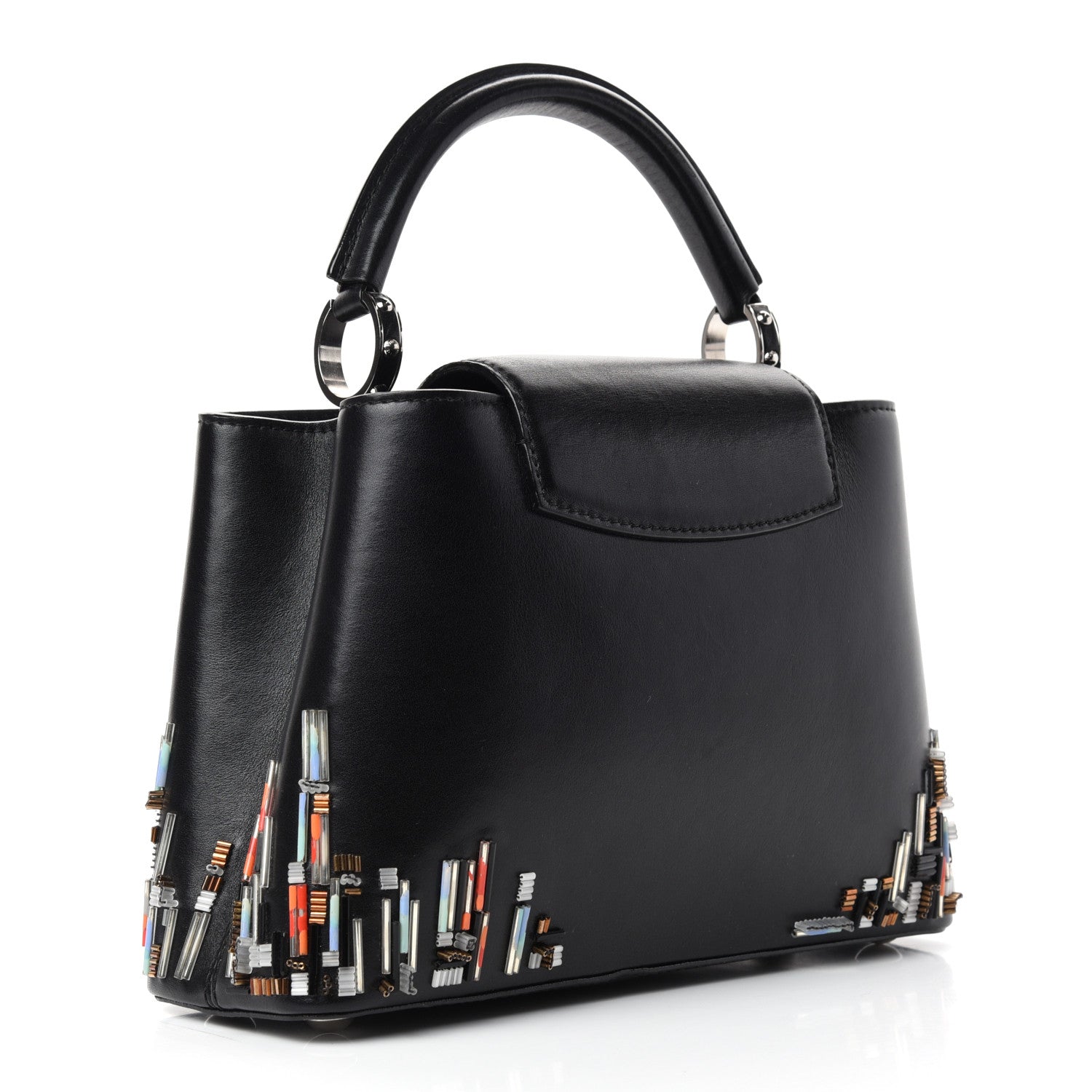 Louis Vuitton Smooth Calfskin Beaded Skyline Soho Capucines BB Black 3 of 9